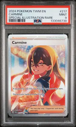 2024 POKEMON TWM EN-TWILIGHT MASQUERADE SPECIAL ILLUSTRATION RARE CARMINE PSA 9 - Image 1