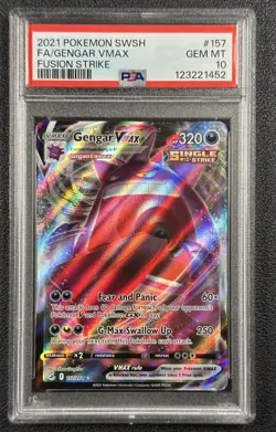 GENGAR VMAX PSA 10 2021 POKEMON SWORD & SHIELD FUSION STRIKE #157/264 FA 452 - Image 1
