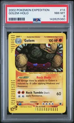 2002 POKEMON EXPEDITION #14 GOLEM-HOLO PSA 8 - Image 1