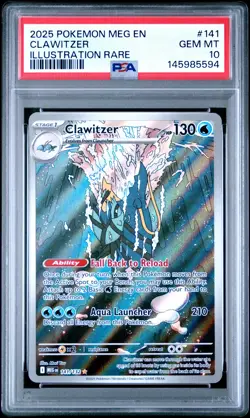 2025 POKEMON MEG EN-MEGA EVOLUTION ILLUSTRATION RARE #141 CLAWITZER PSA 10 - Image 1