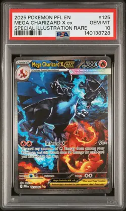 2025 POKEMON PFL SPECIAL ILLUSTRATION RARE #125 MEGA CHARIZARD X EX PSA 10 - Image 1