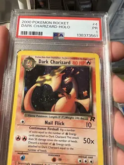 SWIRL PSA 1 2000 Pokemon Team Rocket Dark Charizard 4/82 Holo Foil Rare WOTC - Image 3