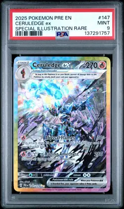 2025 POKEMON PRISMATIC EVOLUTIONS SPECIAL ILLUSTRATION RARE CERULEDGE EX PSA 9 - Image 1