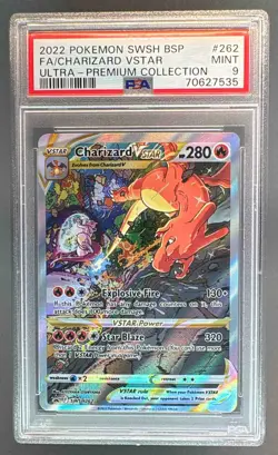7535 Charizard VST 2022 Pokemon Sword Shield Black #SWSH262 Ultra Premium PSA 9 - Image 1