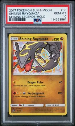 2017 POKEMON SUN & MOON SHINING LEGENDS #56 SHINING RAYQUAZA-HOLO PSA 10 - Image 1