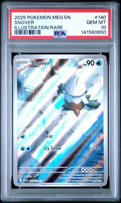 2025 POKEMON MEG EN-MEGA EVOLUTION ILLUSTRATION RARE #140 SNOVER PSA 10 - Image 1