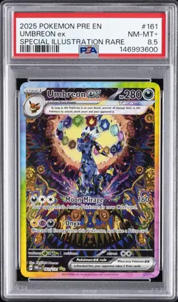 2025 POKEMON PRISMATIC EVOLUTIONS SPECIAL ILLUSTRATION RARE UMBREON EX PSA 8.5 - Image 1