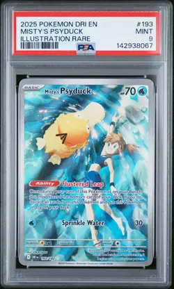 2025 POKEMON DRI EN-DESTINED RIVALS ILLUSTRATION RARE #193 MISTY'S PSYDUCK PSA 9 - Image 1