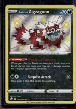 2021 Pokemon SWSH Shining Fates Galarian Zigzagoon Shiny Vault #SV078/SV122 - Image 1