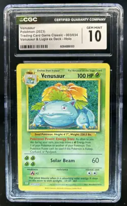 2023 Pokemon Classic Collection Venusaur & Lugia ex Deck Holo #003/034 CGC 10 - Image 1