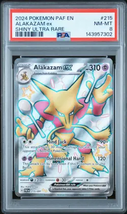 2024 POKEMON PAF EN-PALDEAN FATES SHINY ULTRA RARE #215 ALAKAZAM EX PSA 8 - Image 1