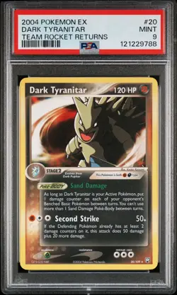 2004 POKEMON EX TEAM ROCKET RETURNS #20 DARK TYRANITAR PSA 9 - Image 1