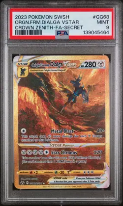 2023 POKEMON SWSH CROWN ZENITH #GG68 FULL ART/ORIGIN FORME DIALGA VSTAR PSA 9 - Image 1