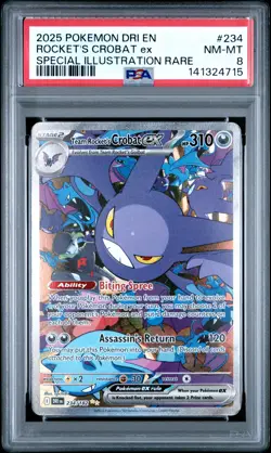 2025 POKEMON DRI SPECIAL ILLUSTRATION RARE #234 TEAM ROCKET'S CROBAT EX PSA 8 - Image 1