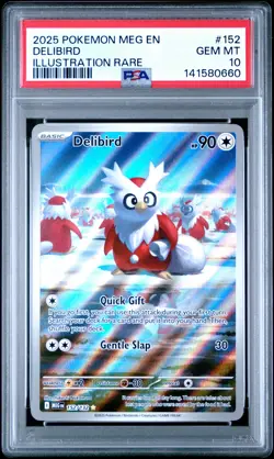 2025 POKEMON MEG EN-MEGA EVOLUTION ILLUSTRATION RARE #152 DELIBIRD PSA 10 - Image 1