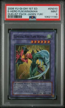 2006 DP1 YU-GI-OH! GX JADEN YUKI DUELIST PACK ELEMENTAL HERO FLAME WINGMAN PSA 9 - Image 1