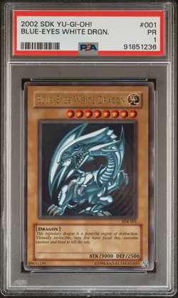 2002 YU-GI-OH! STARTER DECK: KAIBA #001 BLUE-EYES WHITE DRAGON PSA 1 - Image 1