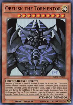 2012 Yu-Gi-Oh! Shonen Jump Obelisk the Tormentor #JMPS-EN004 Limited Edition - Image 1