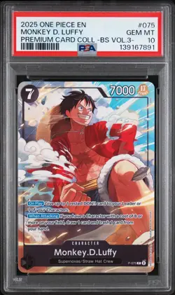 2025 One Piece Monkey D. Luffy Best Selection Vol. 3 P-075 PSA 10 - Image 1