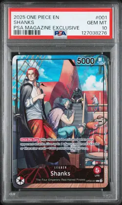 2025 ONE PIECE PROMOS PSA MAGAZINE EXCLUSIVE #001 SHANKS PSA 10 - Image 1