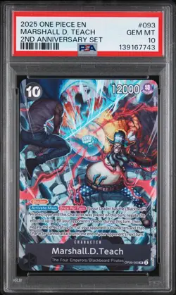 2025 One Piece Marshall D. Teach 2nd Anniversary Set Alt Art SR OP09-093 PSA 10 - Image 1