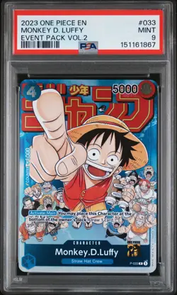 2023 ONE PIECE PROMOS EVENT PACK VOL.2 #033 MONKEY D. LUFFY PSA 9 - Image 1