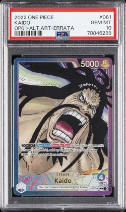 2022 ONE PIECE OP01-ROMANCE DAWN ALTERNATE ART-ERRATA #061 KAIDO PSA 10 - Image 1