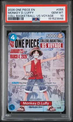 2026 ONE PIECE PROMOS COLLEGE BASKETBALL : US VOYAGE MONKEY D. LUFFY PSA 10 - Image 1