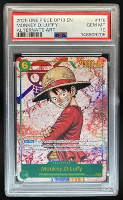 2025 One Piece Monkey D. Luffy Secret Rare Alt Art #OP13-118 PSA 10 - Image 1