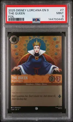 2025 DISNEY LORCANA EN 9-FABLED FOIL #7 THE QUEEN REGAL MONARCH PSA 9 - Image 1