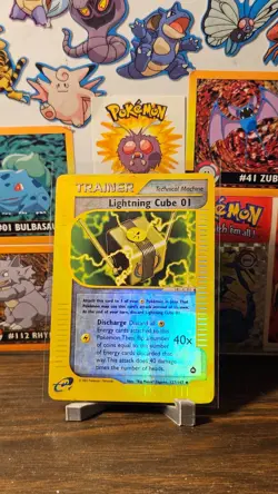 Lightning Cube 01 127/147 Aquapolis Reverse Holo Pokemon Card TCG - Damaged - Image 1