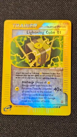 Lightning Cube 01 127/147 Aquapolis Reverse Holo Pokemon Card TCG - Damaged - Image 2