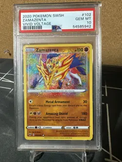 Pokemon TCG Zamazenta Holo Card Vivid Voltage 102/185 PSA 10 Rare - Image 1