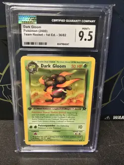 Dark Gloom 36/82 1st Edition Non Holo Team Rocket Pokemon Card CGC 9.5 - Image 1