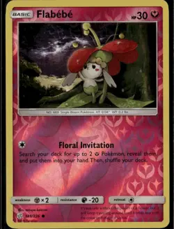 Flabebe Common SM Cosmic Eclipse 149/236 Fairy Reverse Holo Pokemon Card - Image 1