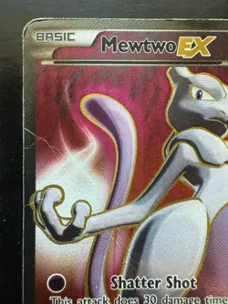 Pokemon Mewtwo EX Full Art Ultra Rare Holo Card Breakthrough 158/162 (Damaged) - Image 2