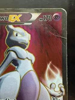 Pokemon Mewtwo EX Full Art Ultra Rare Holo Card Breakthrough 158/162 (Damaged) - Image 3