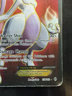 Pokemon Mewtwo EX Full Art Ultra Rare Holo Card Breakthrough 158/162 (Damaged) - Image 5