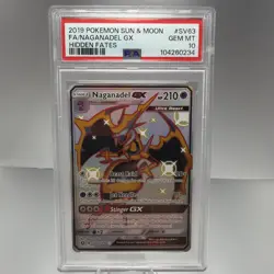 2019 Pokemon Hidden Fates Shiny FA Naganadel GX Card SV63 - PSA 10 Gem Mint! - Image 1