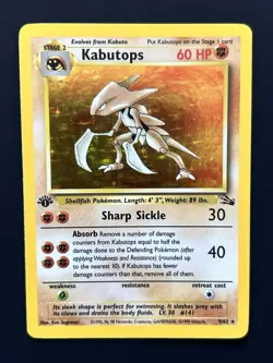 1st Edition Kabutops 9/62 Fossil Set Holo Rare Vintage 1999 Pokemon Card - NM - Image 1