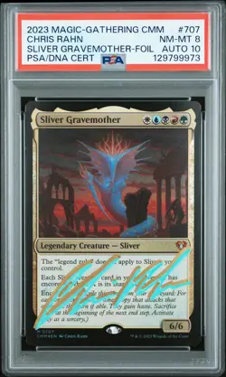 2023 MTG COMMANDER MASTERS FOIL #707 SLIVER GRAVEMOTHER PSA 8 AUTO 10 - Image 1