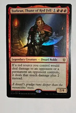 1x Torbran, Thane of Red Fell - Foil Near Mint, English Throne of Eldraine MTG - Image 1