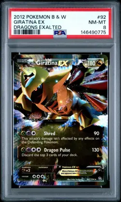 2012 POKEMON B&W DRAGONS EXALTED #92 GIRATINA EX PSA 8 - Image 1