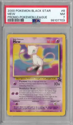 2000 Pokemon Black Star, Promo Pokemon League #8, Mew, PSA 7, NM - Image 1