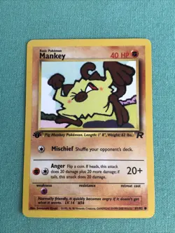 1st Edition Team Rocket Mankey 61/82 Pokemon Card - Image 1