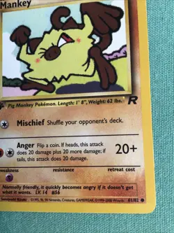 1st Edition Team Rocket Mankey 61/82 Pokemon Card - Image 5