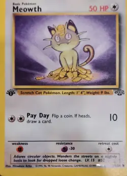 Pokemon Meowth Jungle Set 56/64 1st Edition Regular Common Vintage 1999 WOTC TCG - Image 1