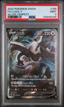 2022 POKEMON SWORD & SHIELD SILVER TEMPEST #186 FULL ART/LUGIA V PSA 9 - Image 1