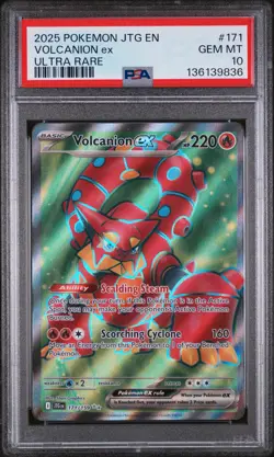2025 POKEMON JTG EN-JOURNEY TOGETHER ULTRA RARE #171 VOLCANION EX PSA 10 - Image 1
