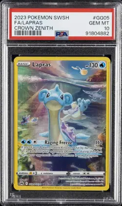 2023 POKEMON SWORD & SHIELD CROWN ZENITH #GG05 FULL ART/LAPRAS PSA 10 - Image 1